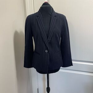 Ann Taylor Women's Petite Pinstripe Blazer Size 0P Navy Business